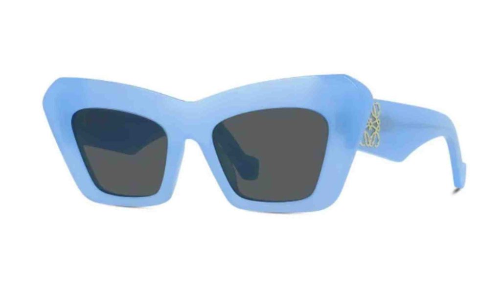 A pair of angular Loewe Smoke Cat-Eye Ladies Sunglasses (style LW40036I) in blue