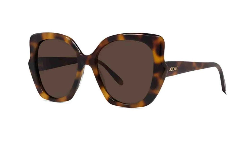 Oversized geometric Loewe Slim Sunglasses in 52E Acetate Shiny Havana with Brown Normal lenses