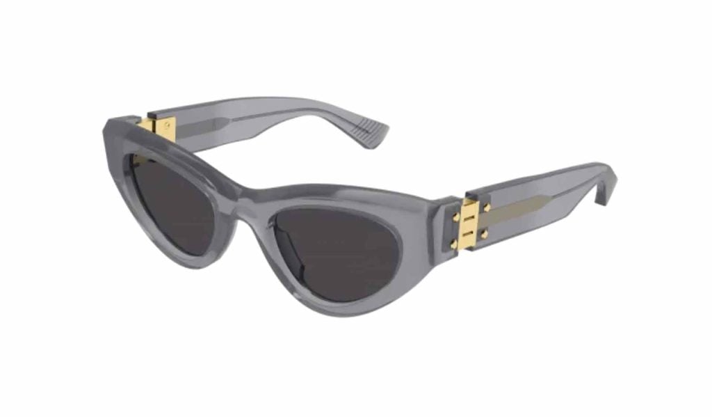 Thick grey-framed cat-eye Bottega Veneta BV1142S sunglasses with grey lenses