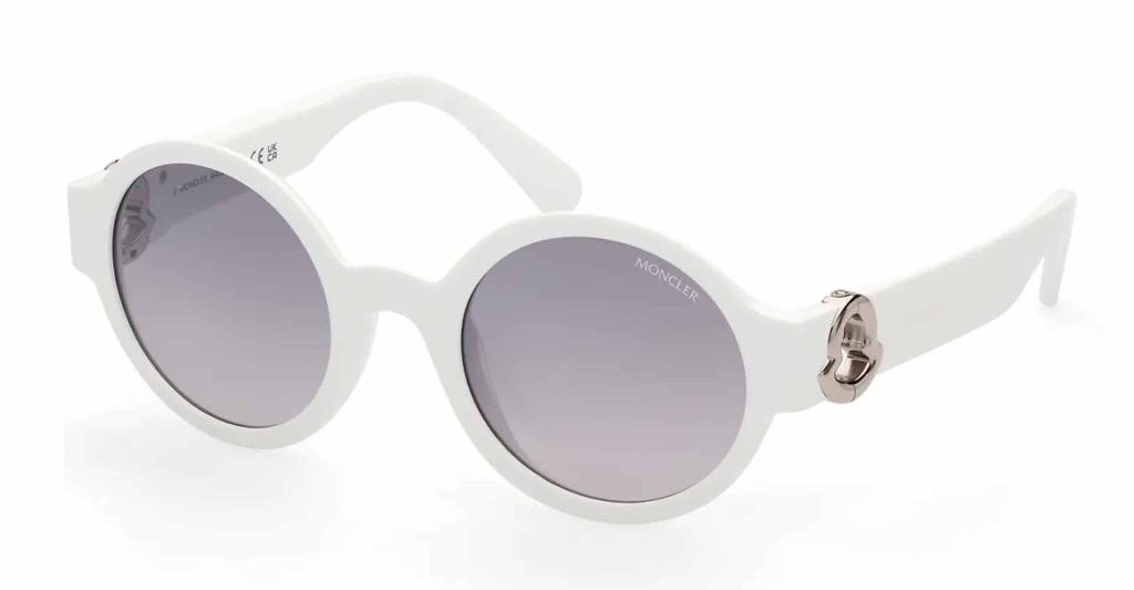 White Moncler ML0243 Atriom 51222 sunglasses featuring edgy white frames 
