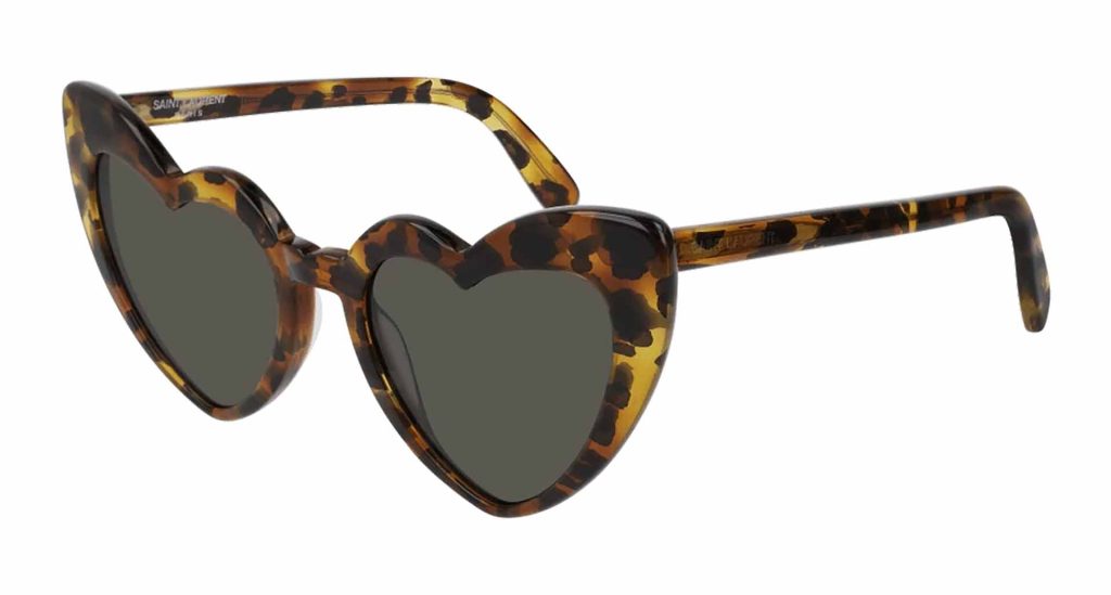 Oversized Saint Laurent SL 181 heart sunglasses - Loulou style with Havana (tortoiseshell) acetate frames and tinted lenses