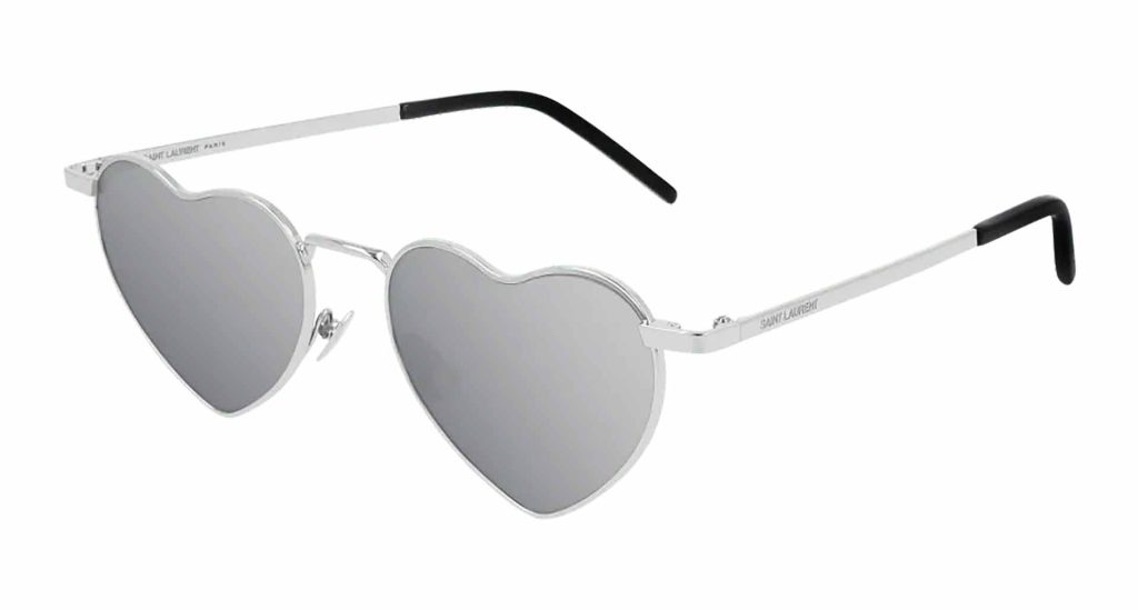 Oversized Saint Laurent SL 181 heart-shaped sunglasses - Loulou style with metal frames and nylon lenses