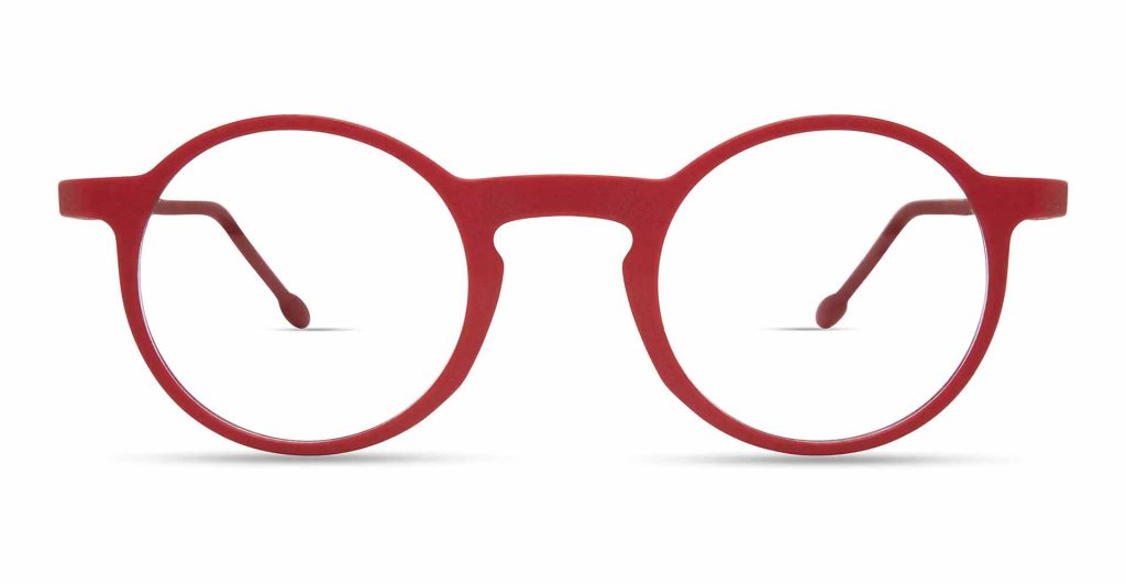 Modo TAU round glasses in eye-catching dark red