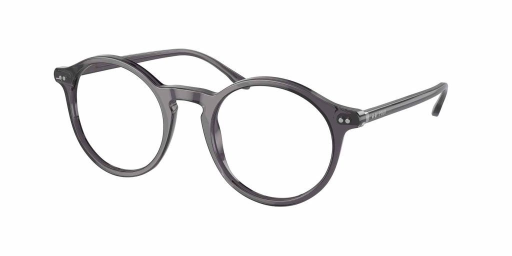 Polo PH2260 classic round glasses in Shiny Transparent Grey