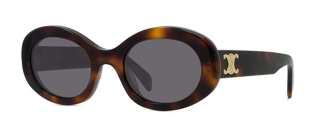 CELINE TRIOMPHE CL40194U oversized unisex tortoiseshell sunglasses featuring gold logo