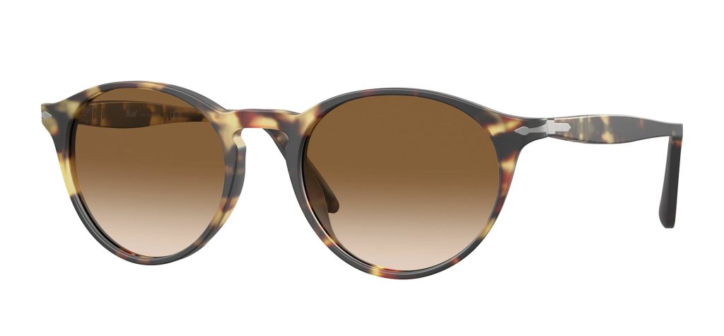 Men's Persol PO3092SM round sunglasses featuring Tabacco Virginia frames and brown gradient lenses