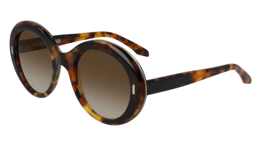 Cutler and Gross round tortoise shell sunglasses (style CG1327S) with brown gradient lenses