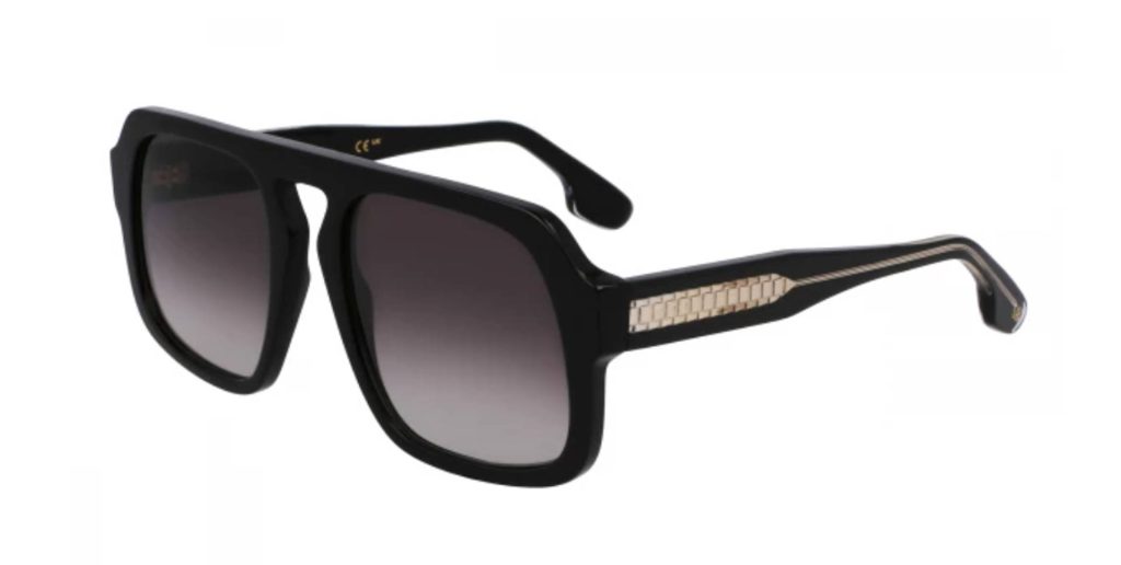 Victoria Beckham VB674S oversized rectangle black sunglasses with metallic accents